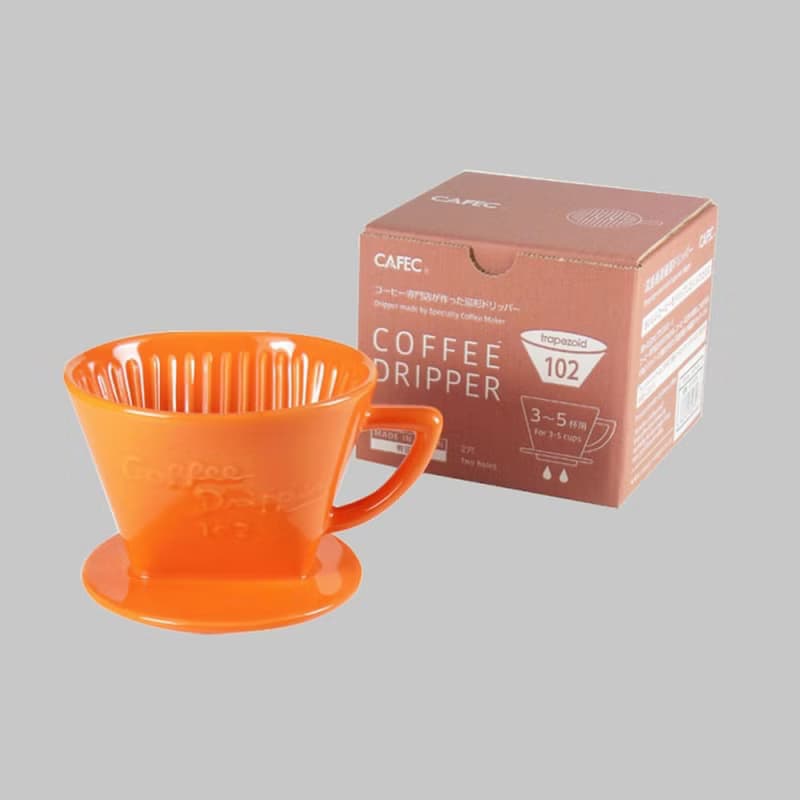 日本CAFEC 扇形陶瓷濾杯-橘色 / 共2款