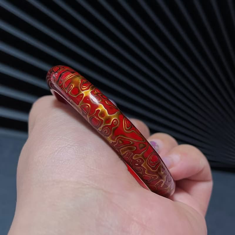 檀香大漆手鐲58MM東方漆藝檀脫胎木手環非物質文化遺產復古中式紅