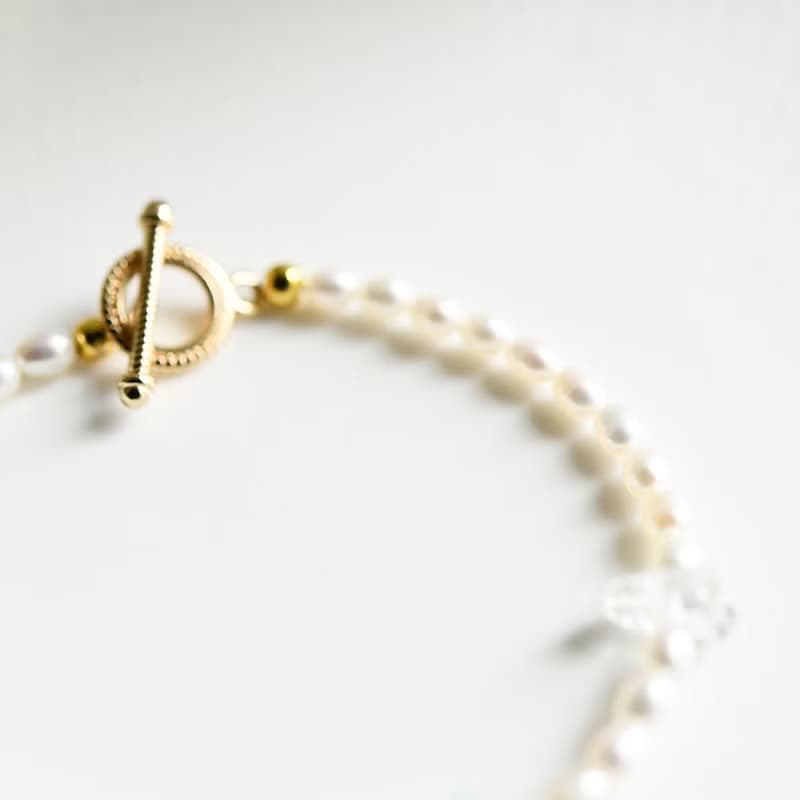 幸せな家庭を築,天使の石 アクアマリンと良質パールのマンテルブレスレット 3月誕生石