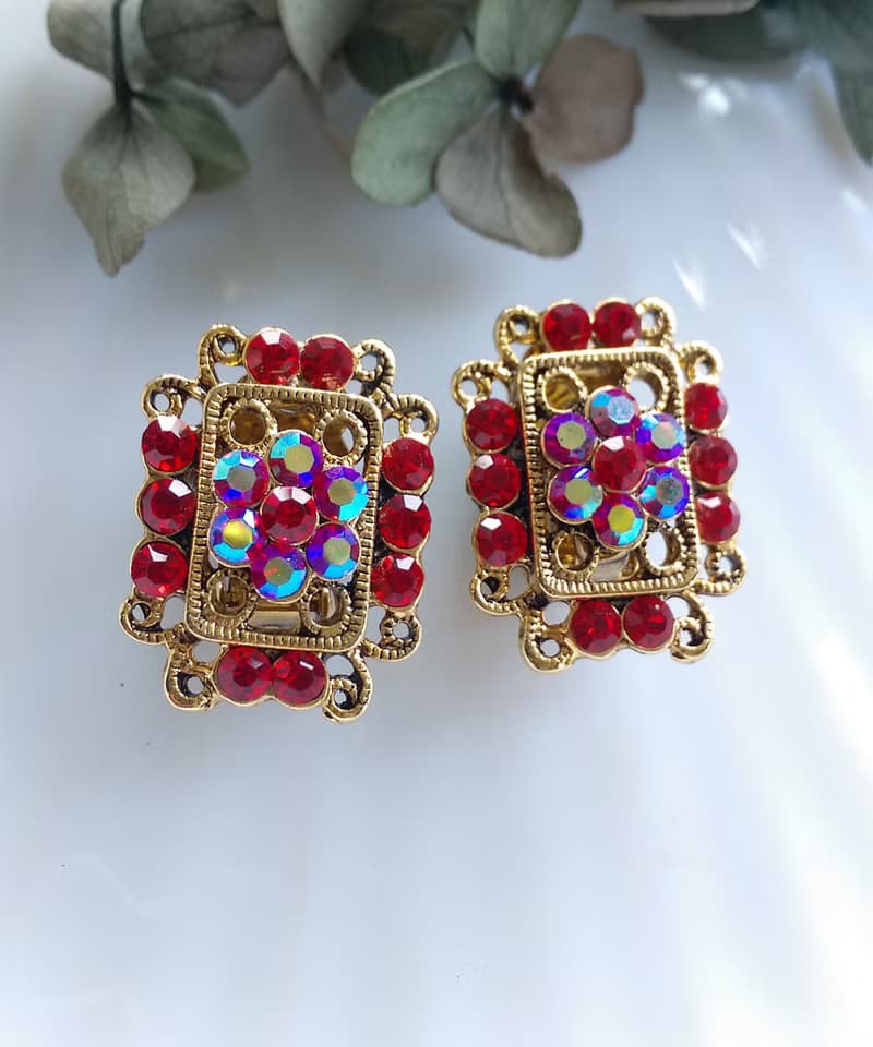 Vintage Jewelry 西洋古董飾品 霓光  宮廷風格 夾式耳環