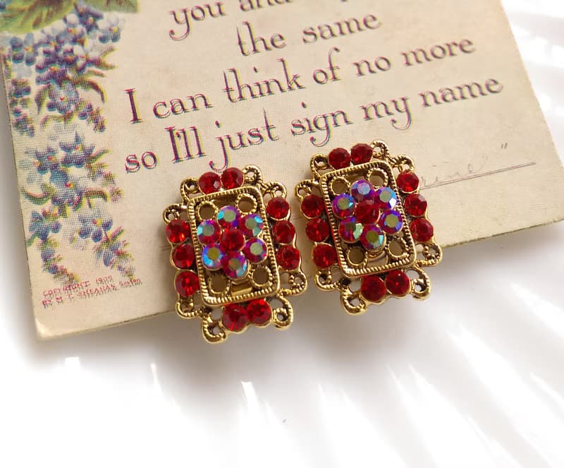Vintage Jewelry 西洋古董飾品 霓光  宮廷風格 夾式耳環