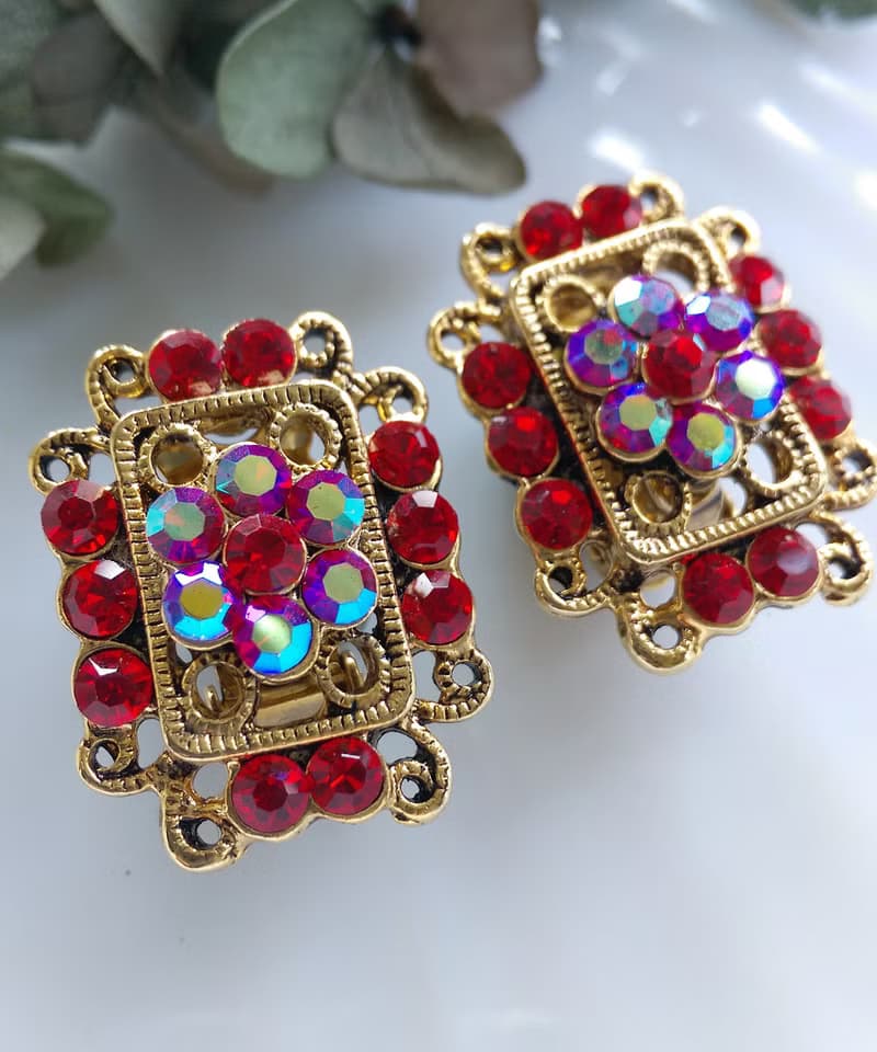 Vintage Jewelry 西洋古董飾品 霓光  宮廷風格 夾式耳環
