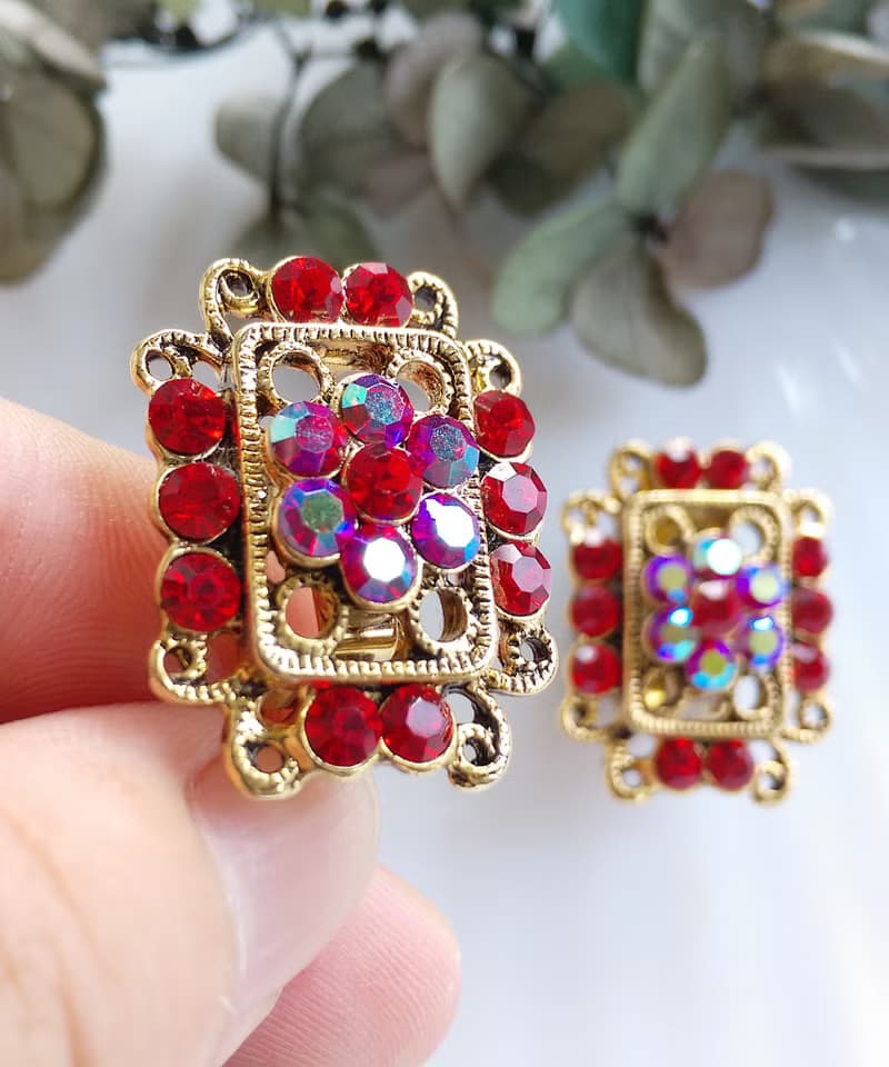 Vintage Jewelry 西洋古董飾品 霓光  宮廷風格 夾式耳環
