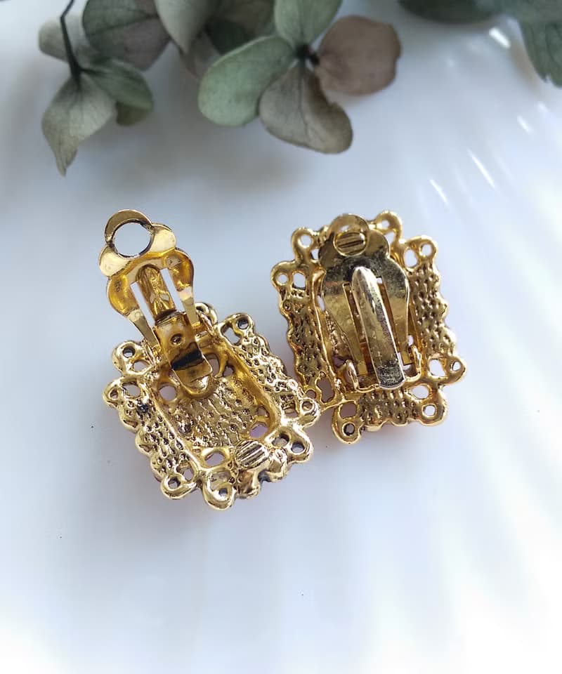 Vintage Jewelry 西洋古董飾品 霓光  宮廷風格 夾式耳環