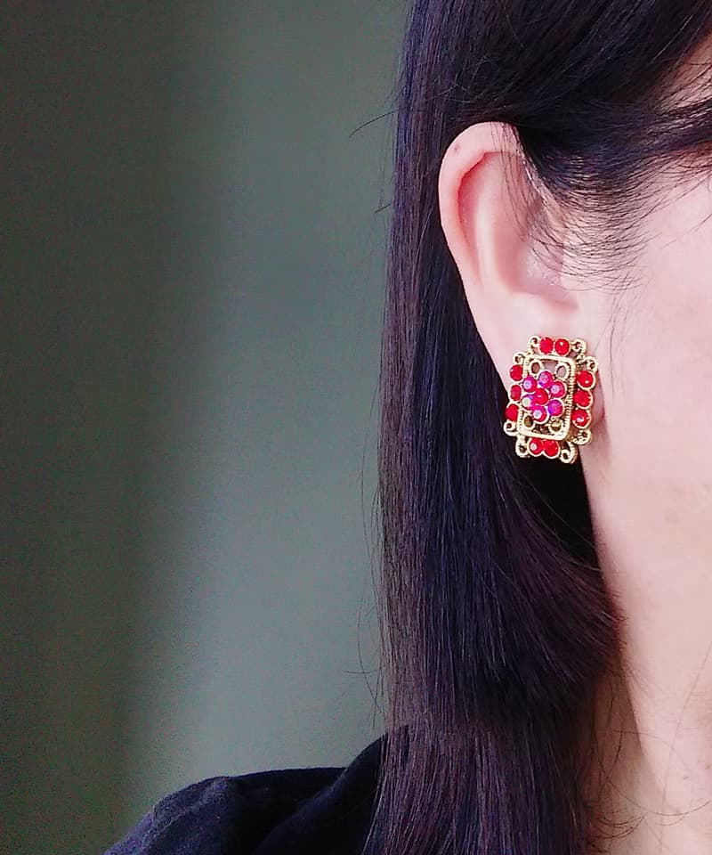 Vintage Jewelry 西洋古董飾品 霓光  宮廷風格 夾式耳環