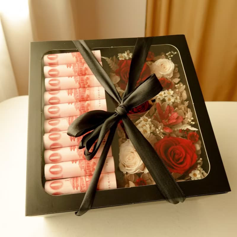 有錢花盒-方形黑紅款