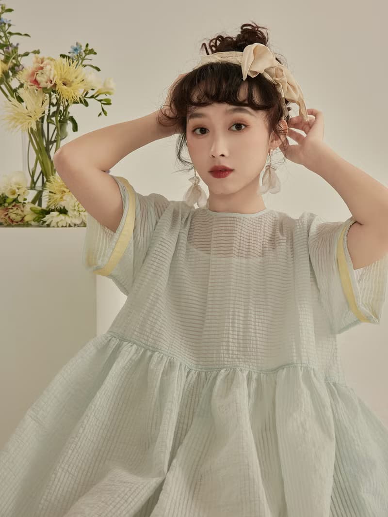 小仙女 撞色條紋 挺廓棉錦洋裝