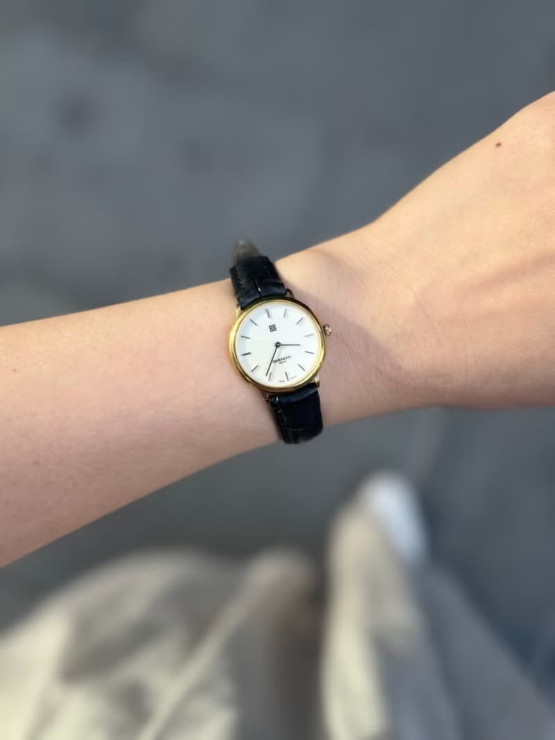中古孤品 Givenchy 石英手錶 皮革錶帶 鋼錶 男女適用