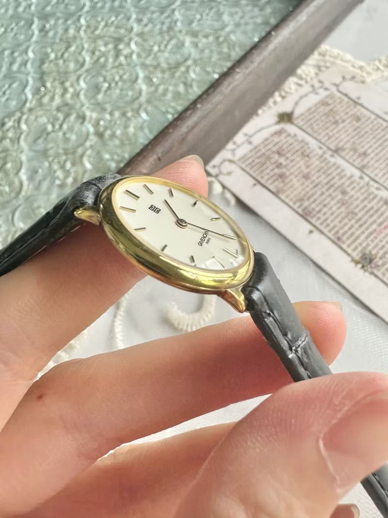 中古孤品 Givenchy 石英手錶 皮革錶帶 鋼錶 男女適用
