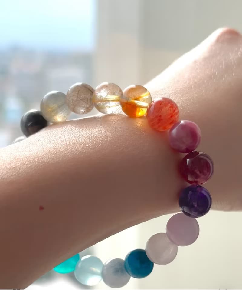 【七彩臻福】10mm 多巴胺彩虹多寶天然水晶手鍊 新年招財開運飾品