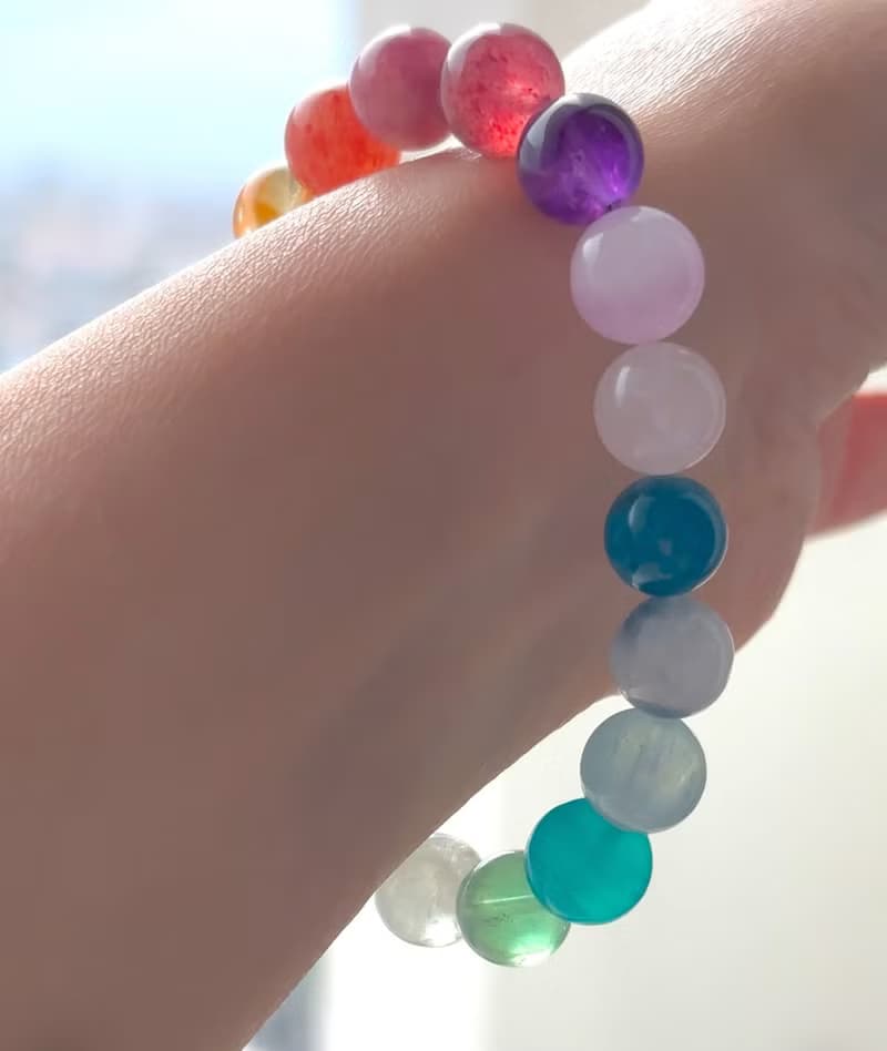 【七彩臻福】10mm 多巴胺彩虹多寶天然水晶手鍊 新年招財開運飾品