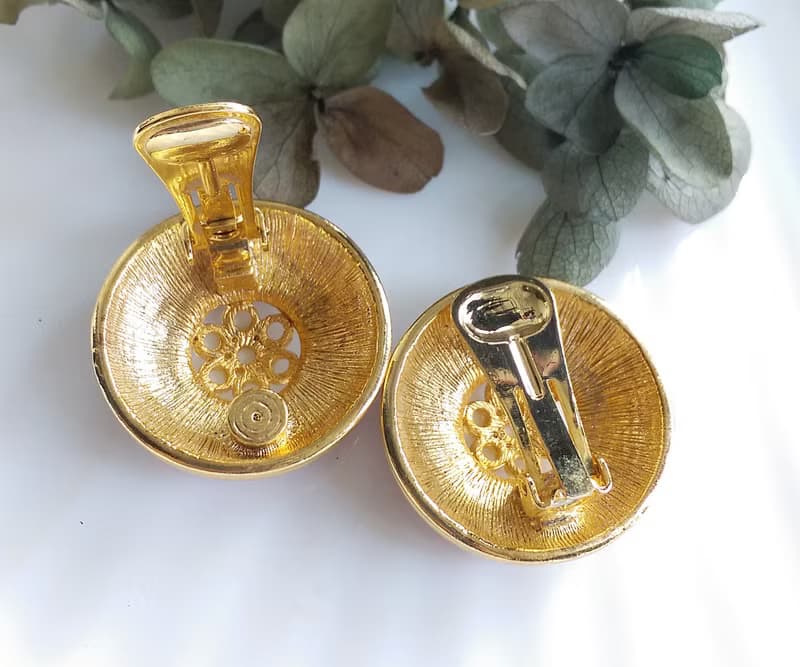 Vintage Jewelry 西洋古董飾品 細緻 經典款式 紅琺瑯 夾式耳環