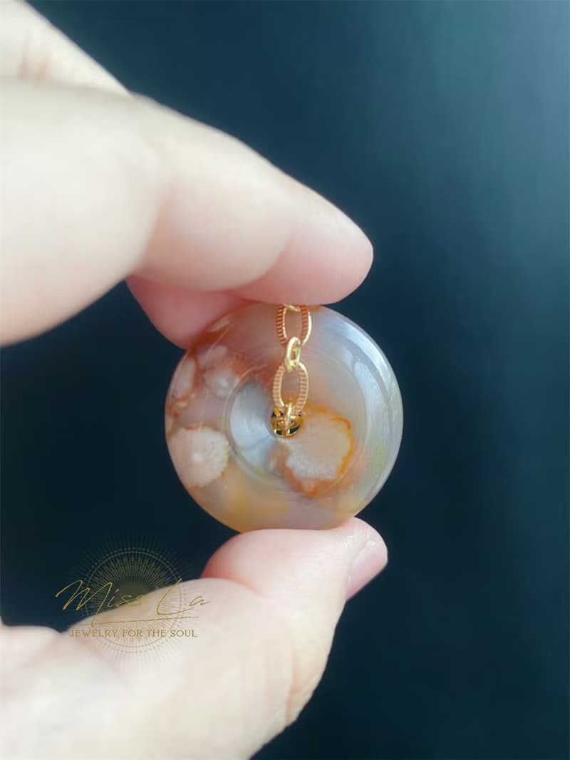 櫻花瑪瑙 厚庄 平安扣 小高貨 禮物  包掛 項鍊 生日禮物