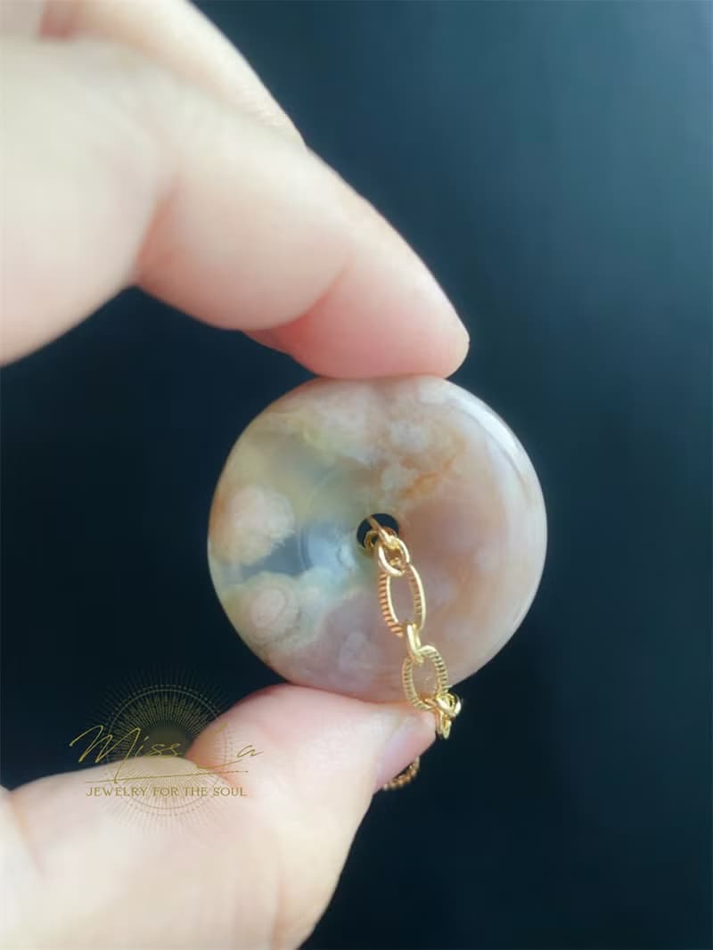 櫻花瑪瑙 厚庄 平安扣 小高貨 禮物  包掛 項鍊 生日禮物