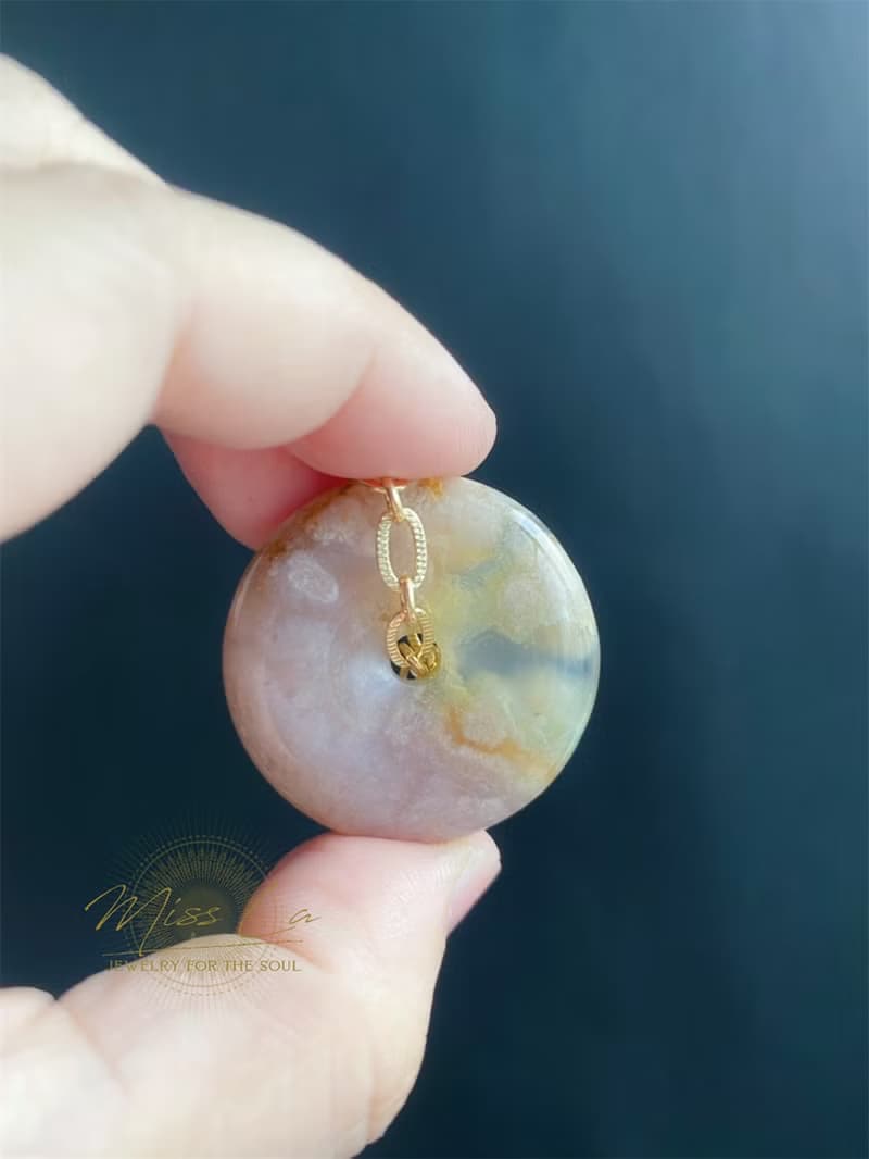 櫻花瑪瑙 厚庄 平安扣 小高貨 禮物  包掛 項鍊 生日禮物