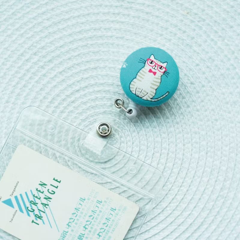 Lovely【日本布】灰虎斑貓咪伸縮扣環 +卡套、悠遊卡、證件套E