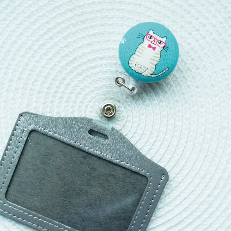 Lovely【日本布】灰虎斑貓咪伸縮扣環 +卡套、悠遊卡、證件套E