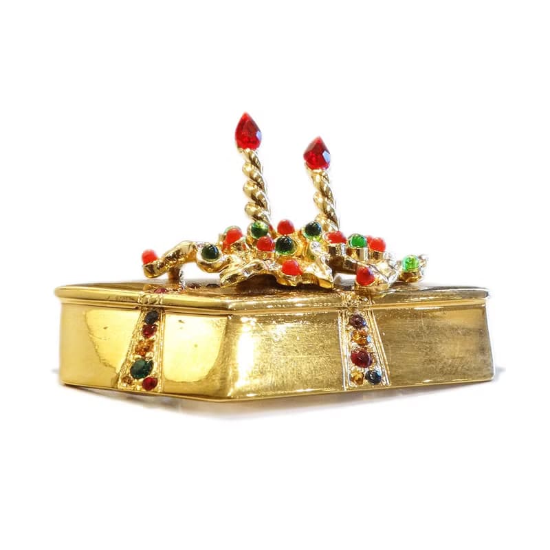 Christmas gift box rhinestone brooch