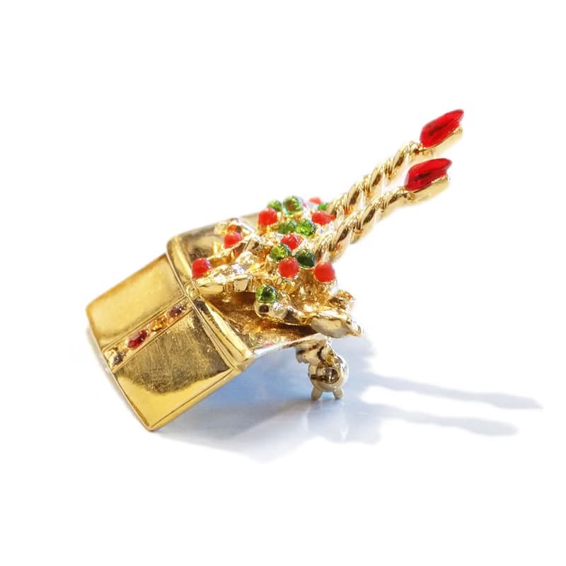 Christmas gift box rhinestone brooch
