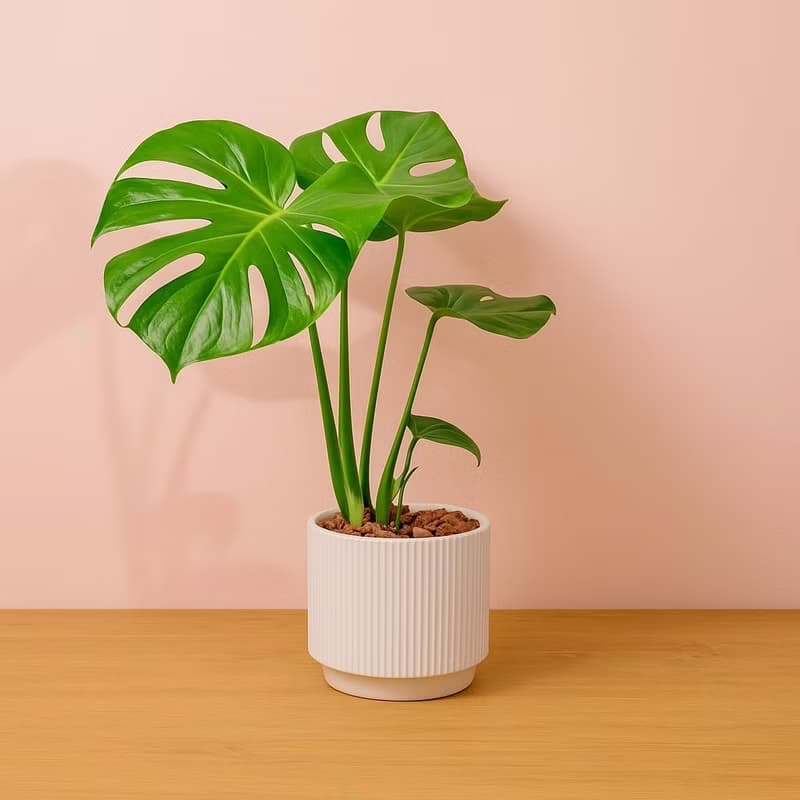 龜背芋 直線條白陶盆栽 開幕盆栽推薦 桌上盆栽 送禮