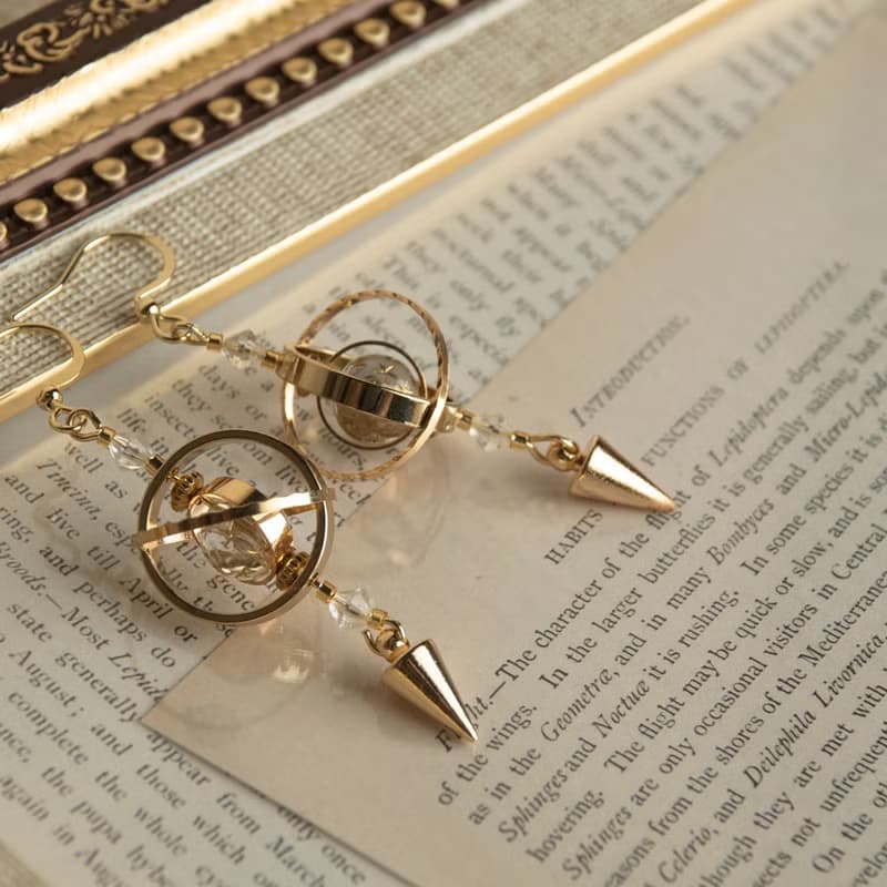 魔法星球耳環  金星概念色 透明鑲金雕刻星星 鍍真金 耳針 耳夾