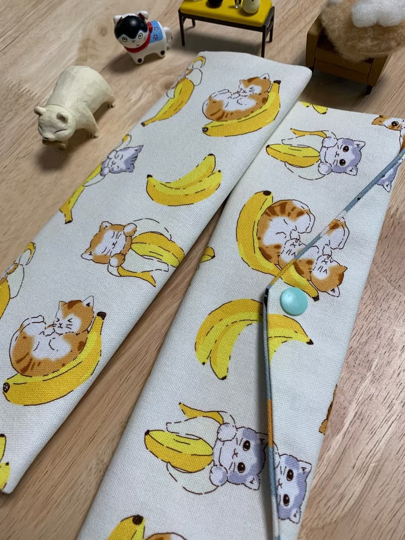 文青風環保純棉筷袋 抱枕貓咪 原胚米白 幸福滿滿 日本 潮物 收納