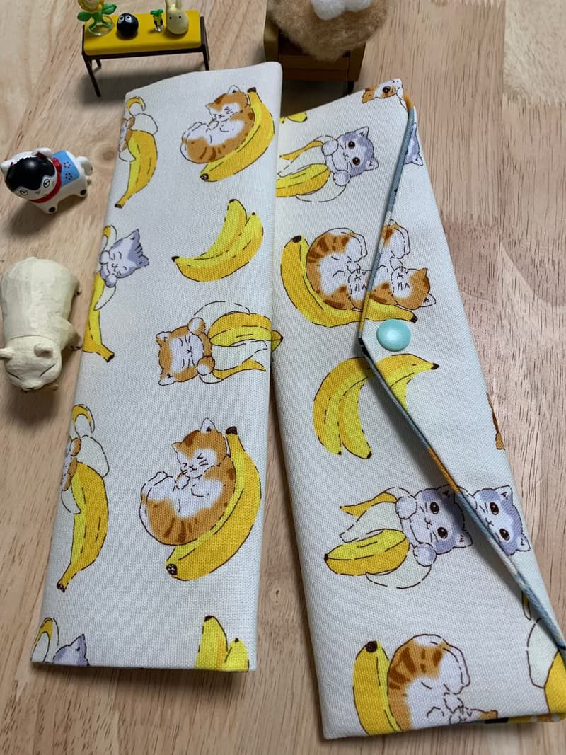 文青風環保純棉筷袋 抱枕貓咪 原胚米白 幸福滿滿 日本 潮物 收納