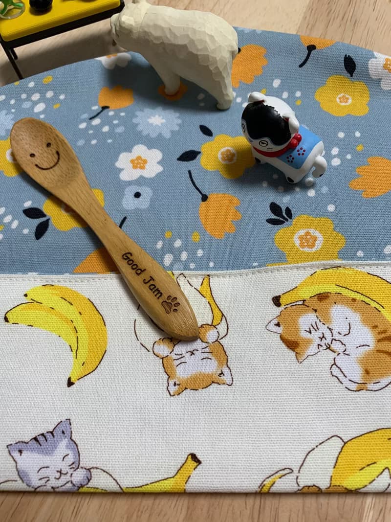 文青風環保純棉筷袋 抱枕貓咪 原胚米白 幸福滿滿 日本 潮物 收納