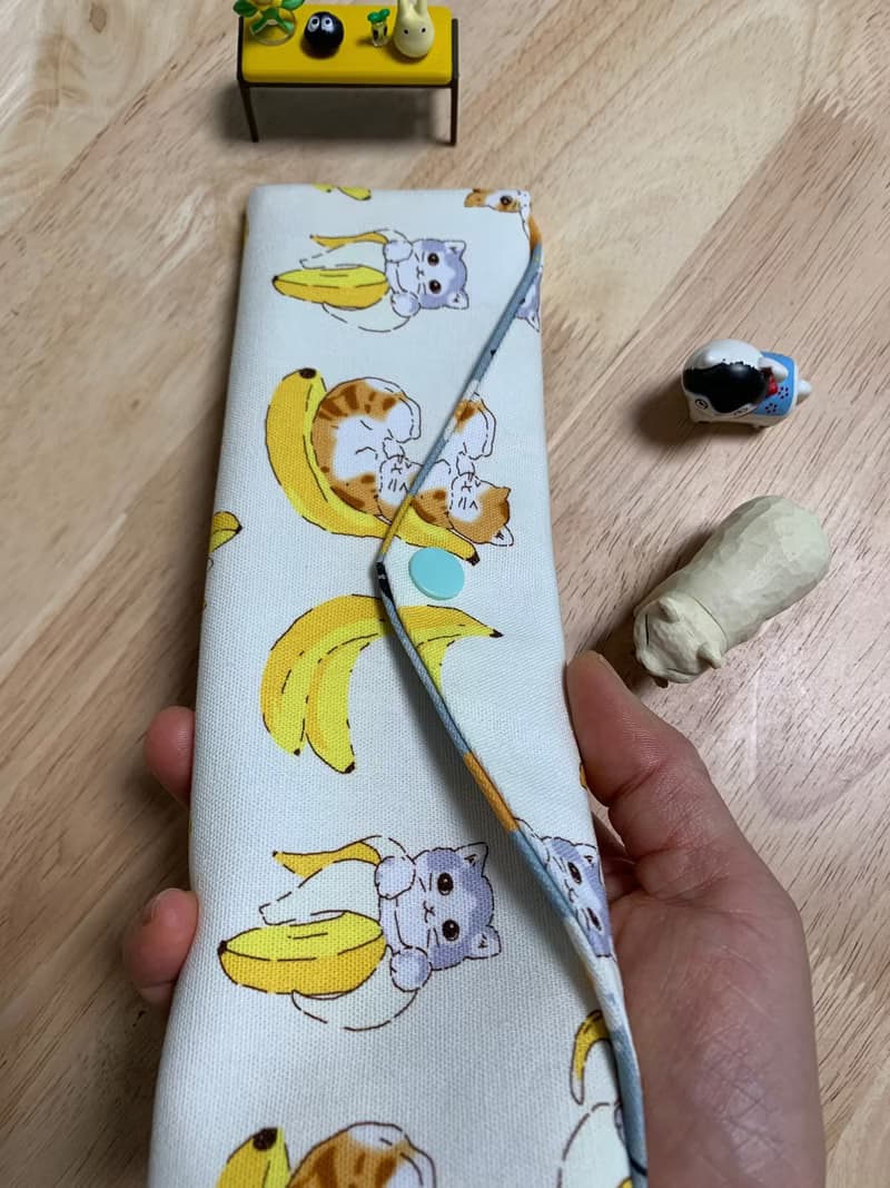 文青風環保純棉筷袋 抱枕貓咪 原胚米白 幸福滿滿 日本 潮物 收納