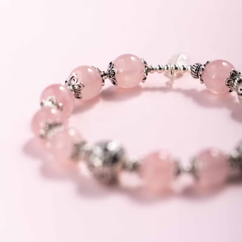 粉水晶925純銀手鍊 | 天然水晶手鍊禮物