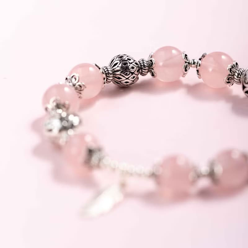 粉水晶925純銀手鍊 | 天然水晶手鍊禮物