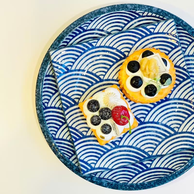 美濃燒-白雪青海波方型+大圓餐盤禮盒組-17.2/25cm