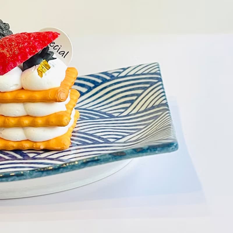 美濃燒-白雪青海波方型+大圓餐盤禮盒組-17.2/25cm