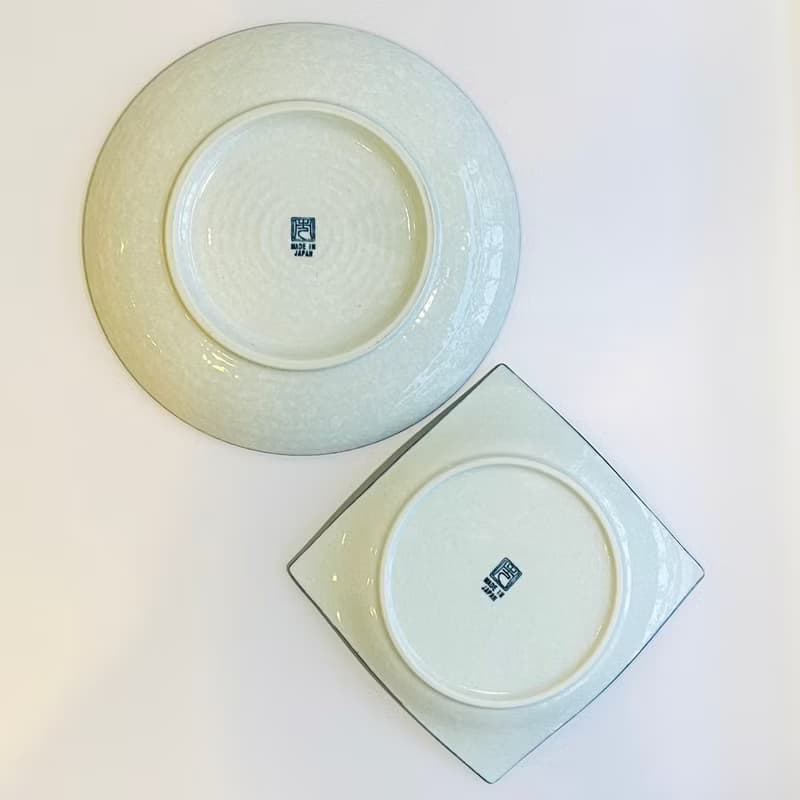 美濃燒-白雪青海波方型+大圓餐盤禮盒組-17.2/25cm