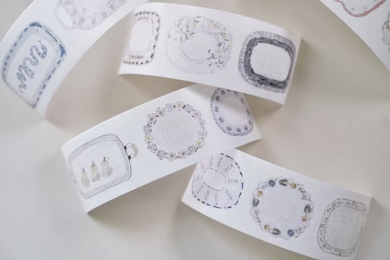 盤間絮夢 花柄が可愛い絵付けプレート PET 和紙膠帶 (kiss-cut)