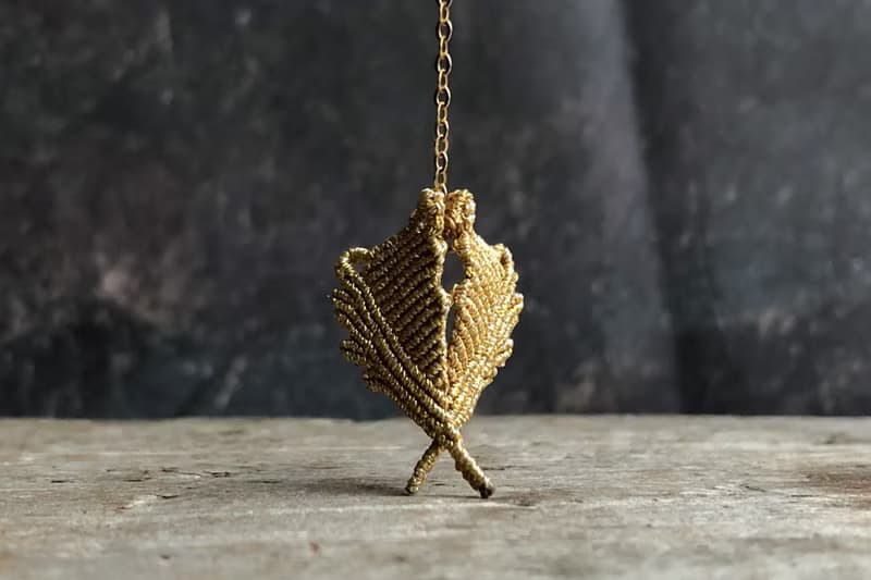 天使之翼 耳線耳飾 手工編織 金屬質感線材 金色