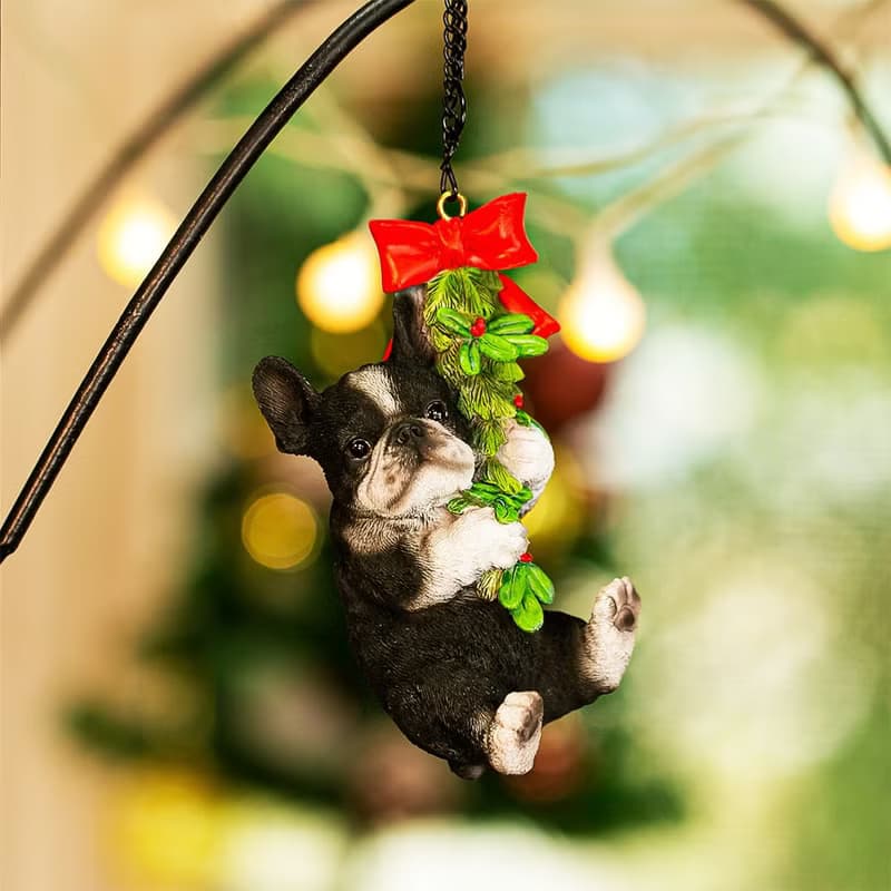 【デバリエ 】ギフト 犬の飾り フレンチブルドッグ サンタ クリスマスツリー 飾り クリスマス プレゼント オブジェ レジン製 置物 xn-10e