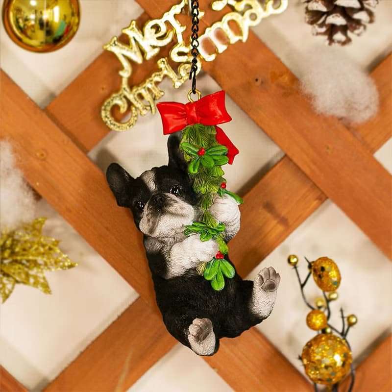 【デバリエ 】ギフト 犬の飾り フレンチブルドッグ サンタ クリスマスツリー 飾り クリスマス プレゼント オブジェ レジン製 置物 xn-10e