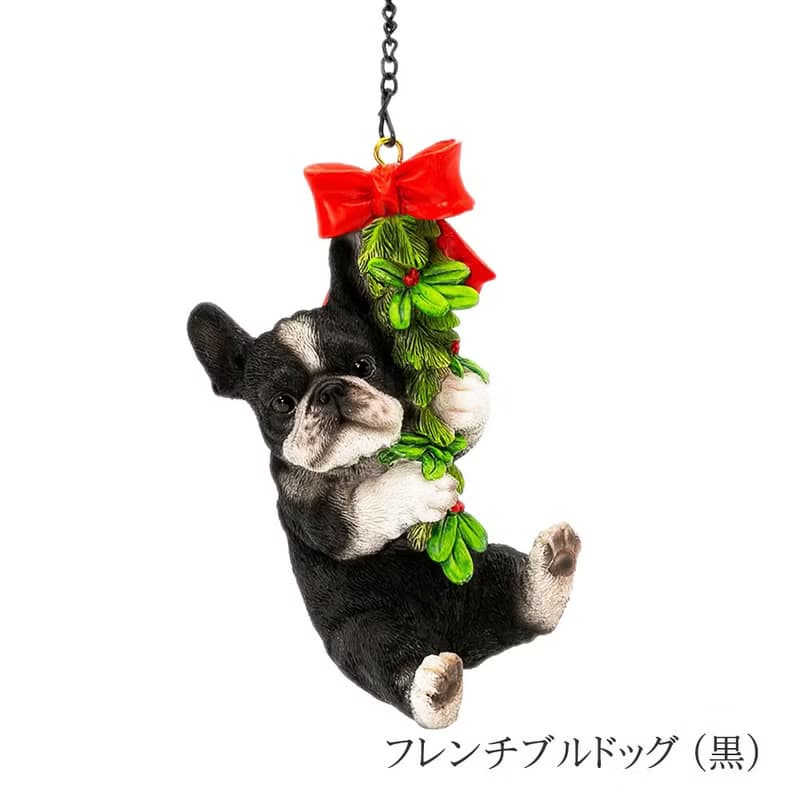 【デバリエ 】ギフト 犬の飾り フレンチブルドッグ サンタ クリスマスツリー 飾り クリスマス プレゼント オブジェ レジン製 置物 xn-10e