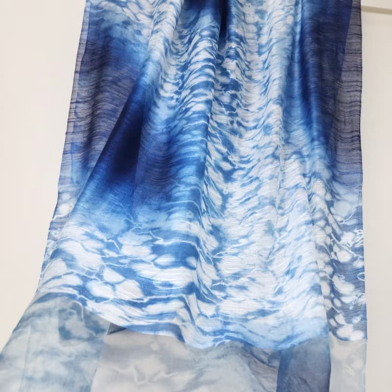 (預購)藍染-溪底裡的石頭絲毛圍巾(植物手染)