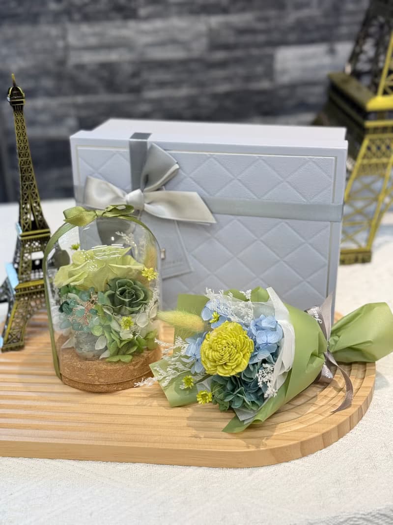 永生花水晶樹 x 香氛花束 精緻療癒系花禮組合