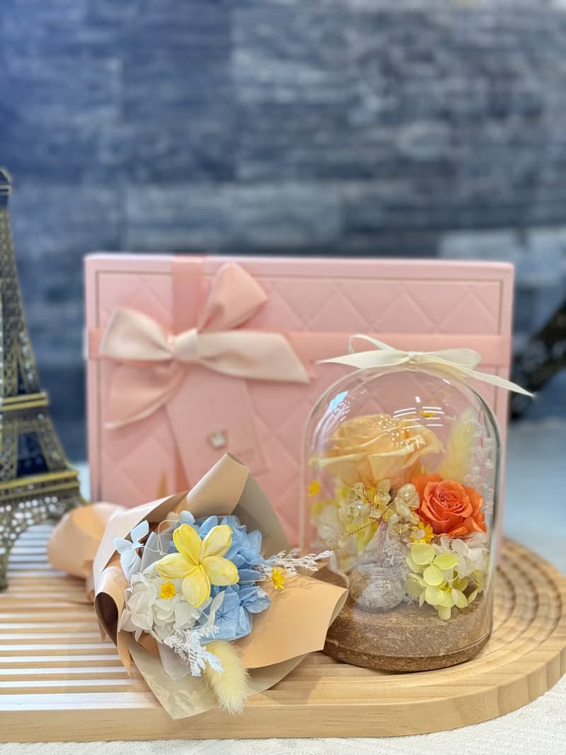 永生花水晶樹 x 香氛花束 精緻療癒系花禮組合