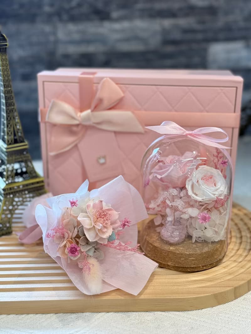 永生花水晶樹 x 香氛花束 精緻療癒系花禮組合