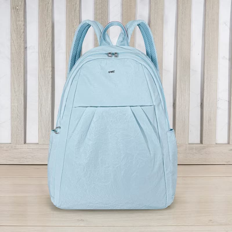 (粉嫩藍)輕盈紙感甜美系休閒旅行後背包(大款)33571
