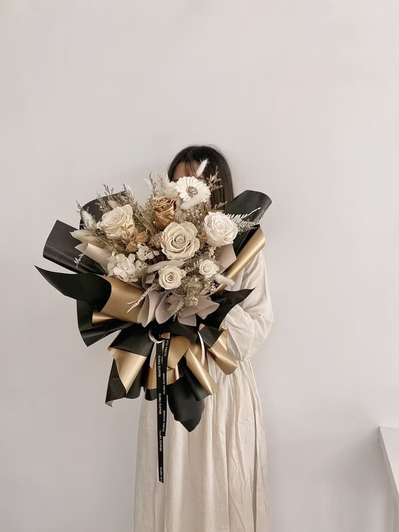 Flora Flower乾燥花束-黑金質感
