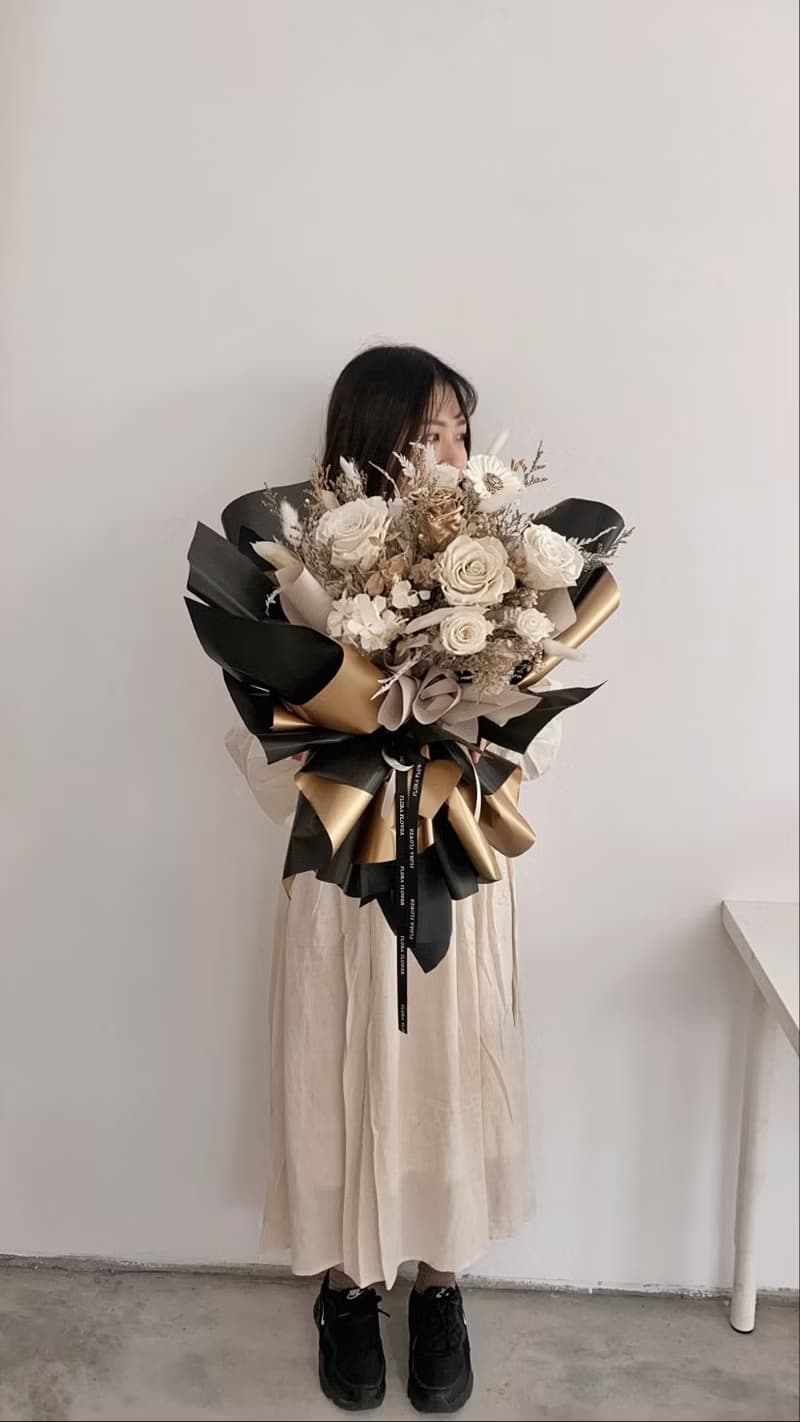 Flora Flower乾燥花束-黑金質感
