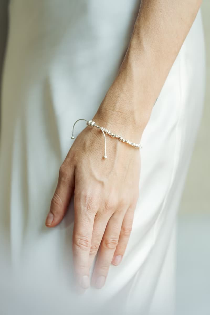 Handmade minimal silver nuggets pull-chain bracelet (B0094)