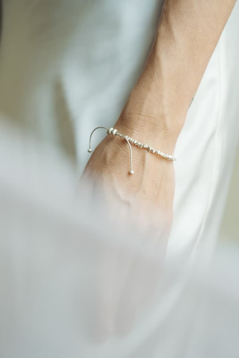 Handmade minimal silver nuggets pull-chain bracelet (B0094)