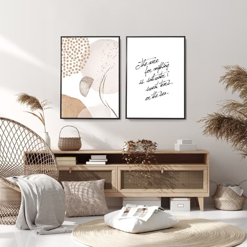 幾何 • 象牙白II-北歐莫蘭迪色抽象畫作/質感房間佈置/臥室掛畫