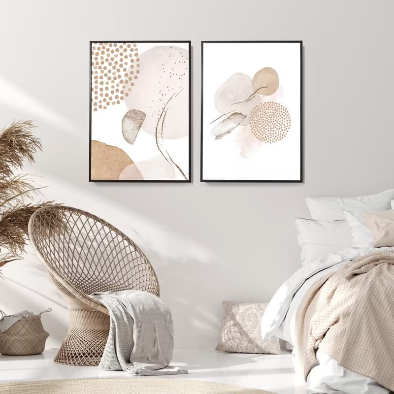 幾何 • 象牙白II-北歐莫蘭迪色抽象畫作/質感房間佈置/臥室掛畫